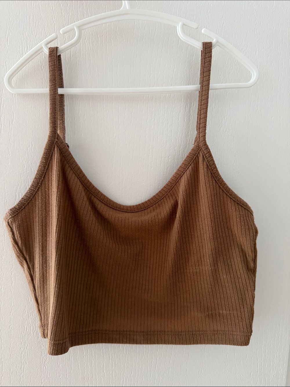 Tan ribbed tank top